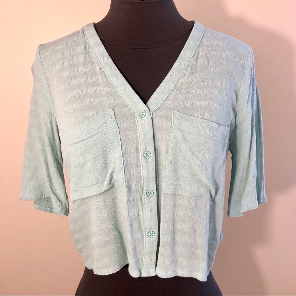 🌐 TOPSHOP MINT BLUE MIDRIFF CROP TOP 🌐